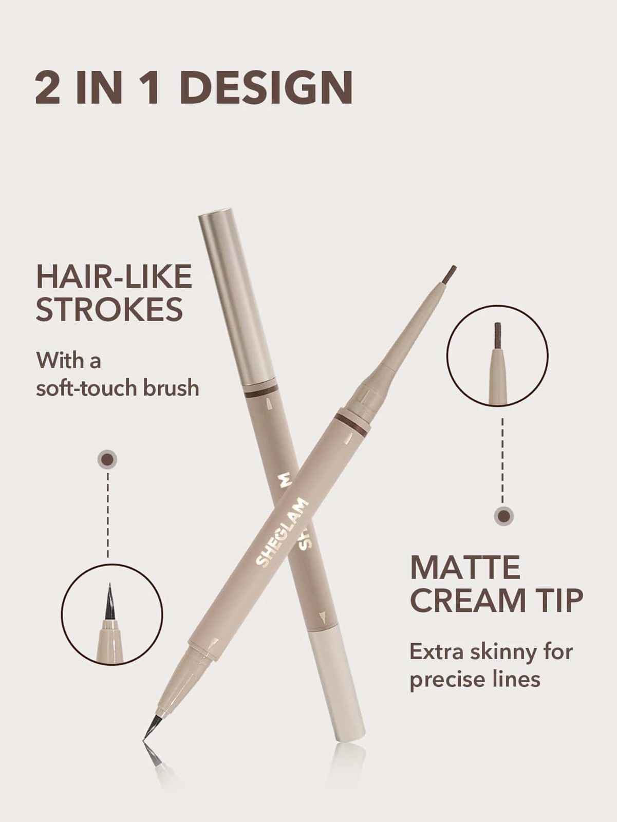 SHEGLAM Brows on Demand 2-in-1 Brow Pencil - Taupe 4 of 5