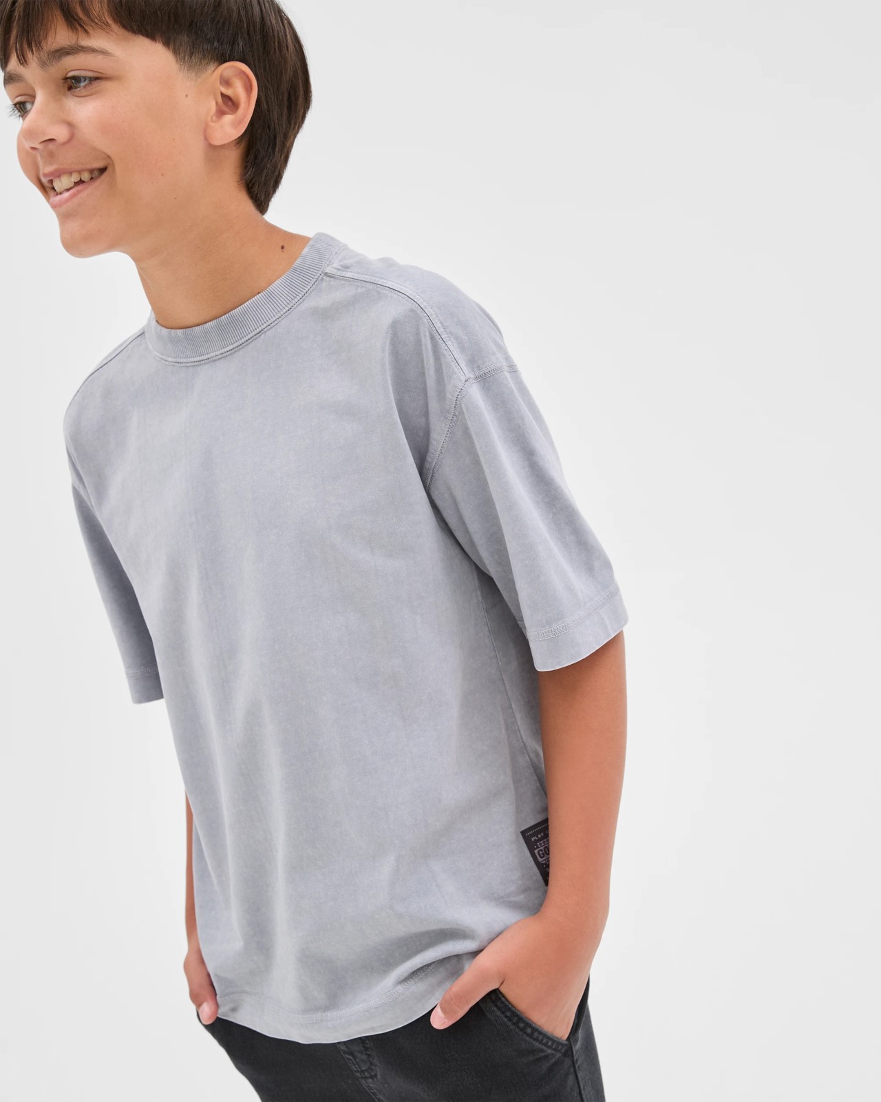 Australian Cotton Oversized Washed T-Shirt - Lilac Grey 2 of 6