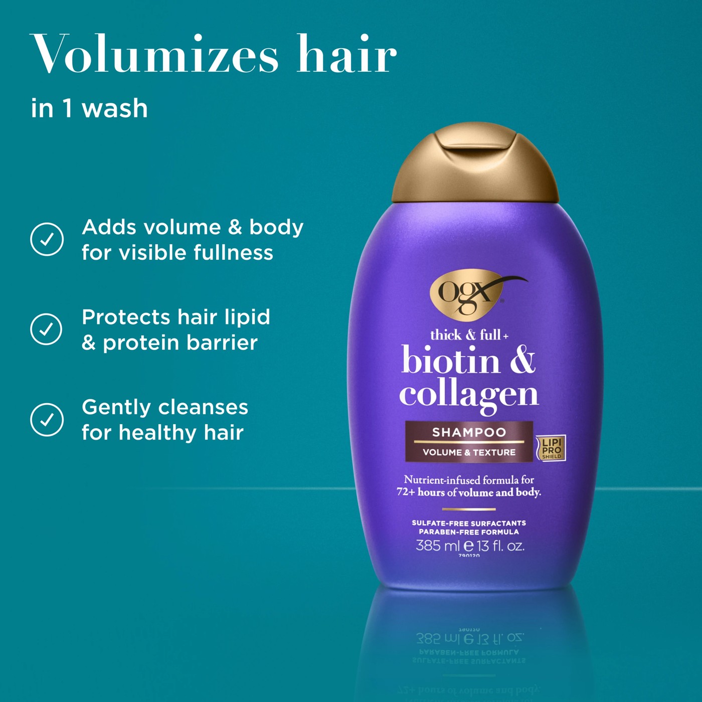 OGX Thick & Full+ Biotin & Collagen Shampoo 385ml 2 of 6