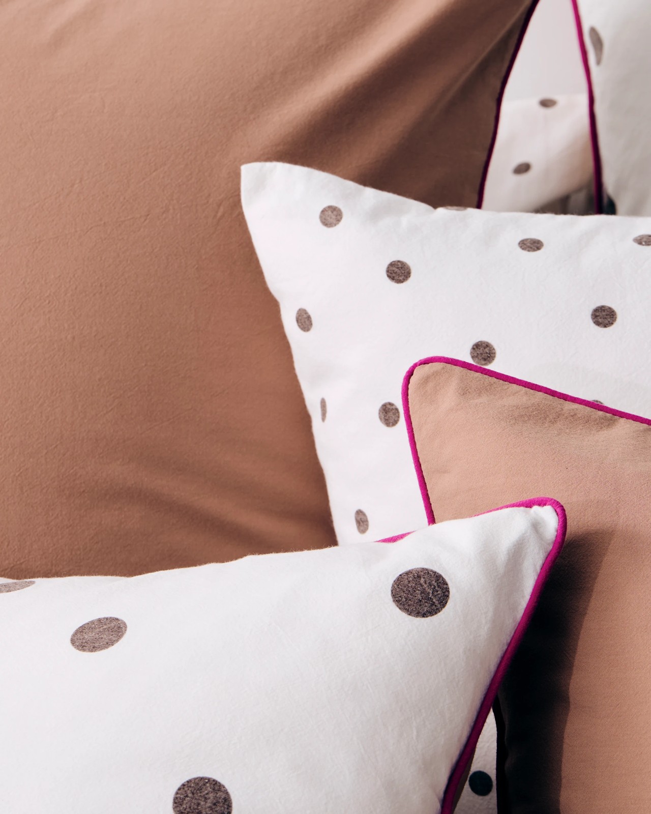 Arlo Polka Dot Stonewash Cotton Quilt Cover Set - Mocha 6 of 6
