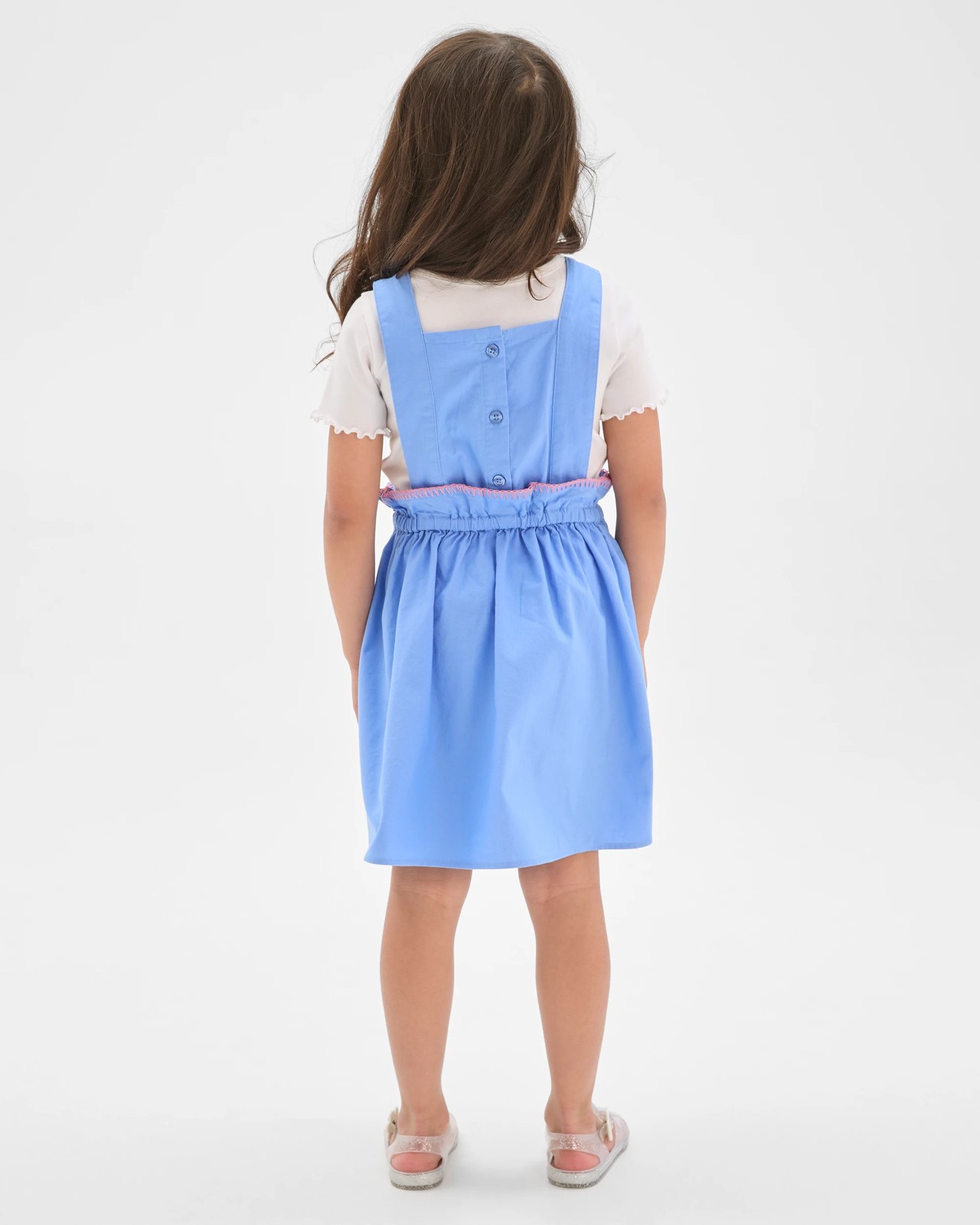 Australian Cotton Woven Apron Dress - Embroidery Blue 4 of 6