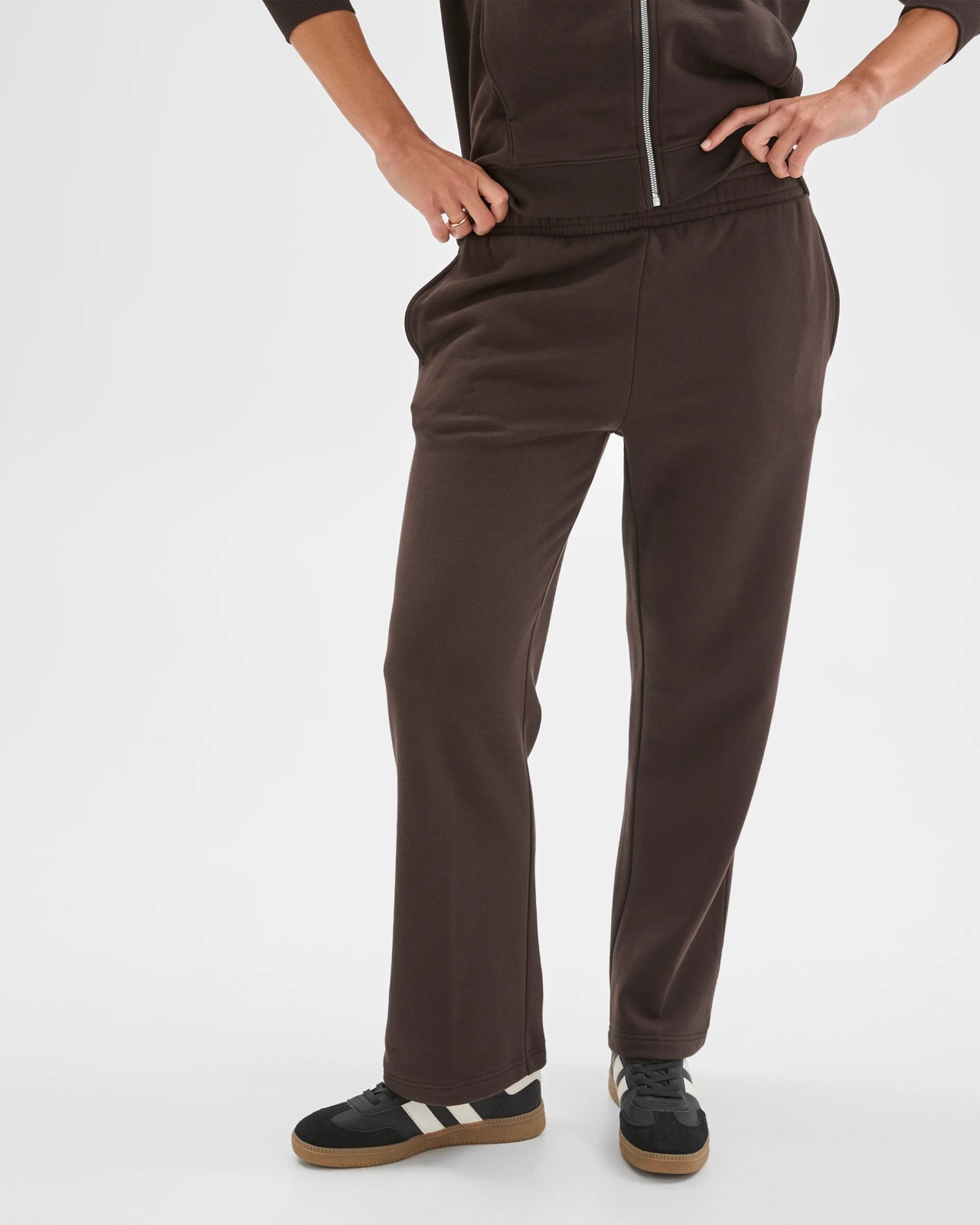 Active Australian Cotton Blend Straight Leg Fleece Trackpants - Cocoa 4 of 6