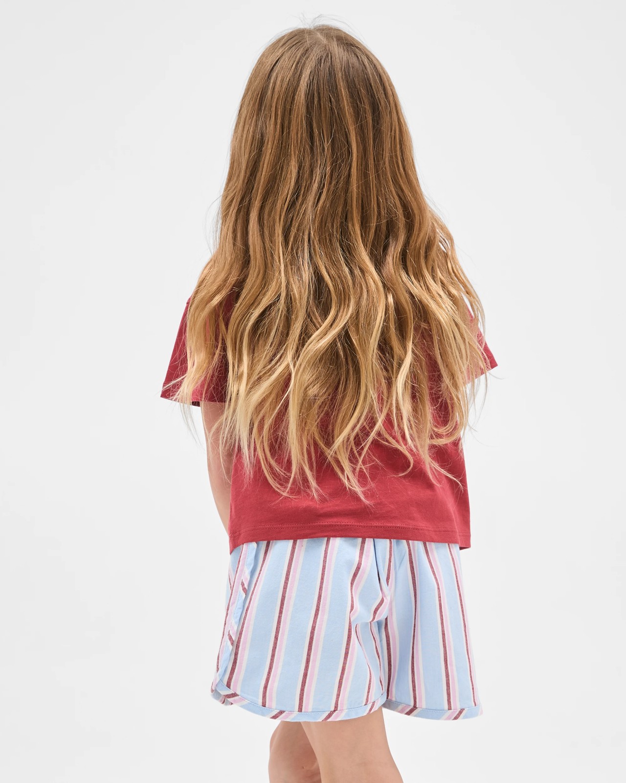 Dolphin Hem Woven Shorts - Blue/Brown Stripe 3 of 5