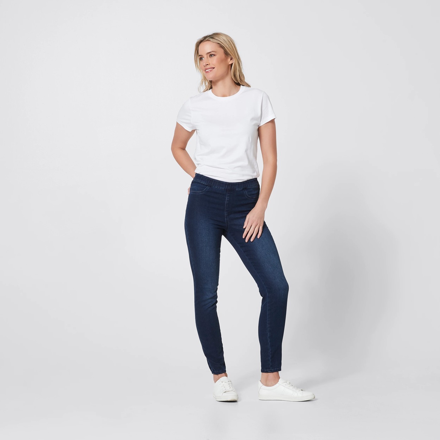 DENIM Wonder Denim Mid Rise Cropped Knit Jeggings - Dark Wash Blue 6 of 6