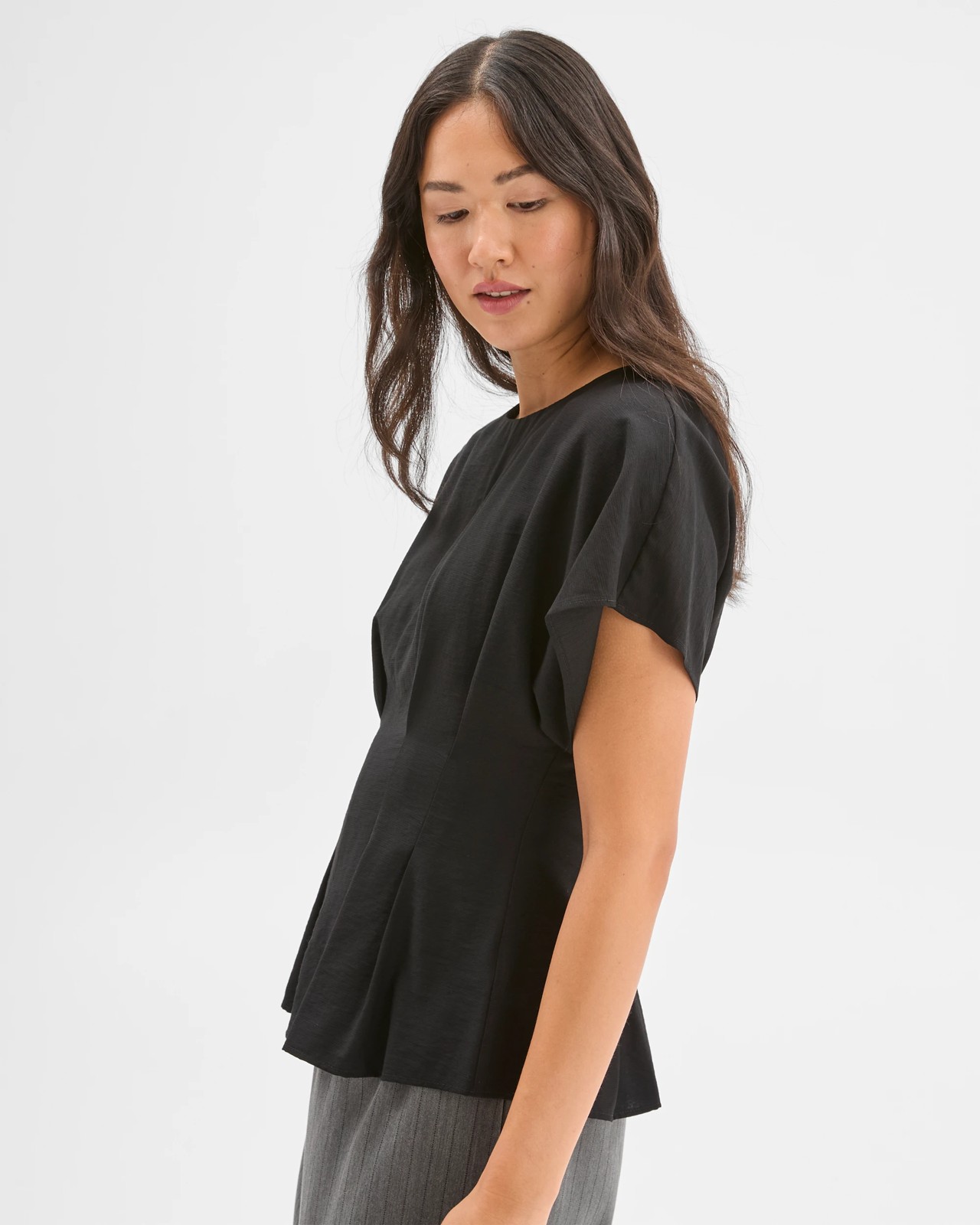 Preview Short Sleeve Femme Tuck Blouse - Black 4 of 5