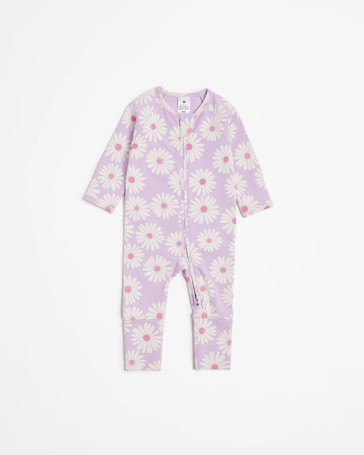 Baby Organic Cotton Footless Coverall - Flowers
