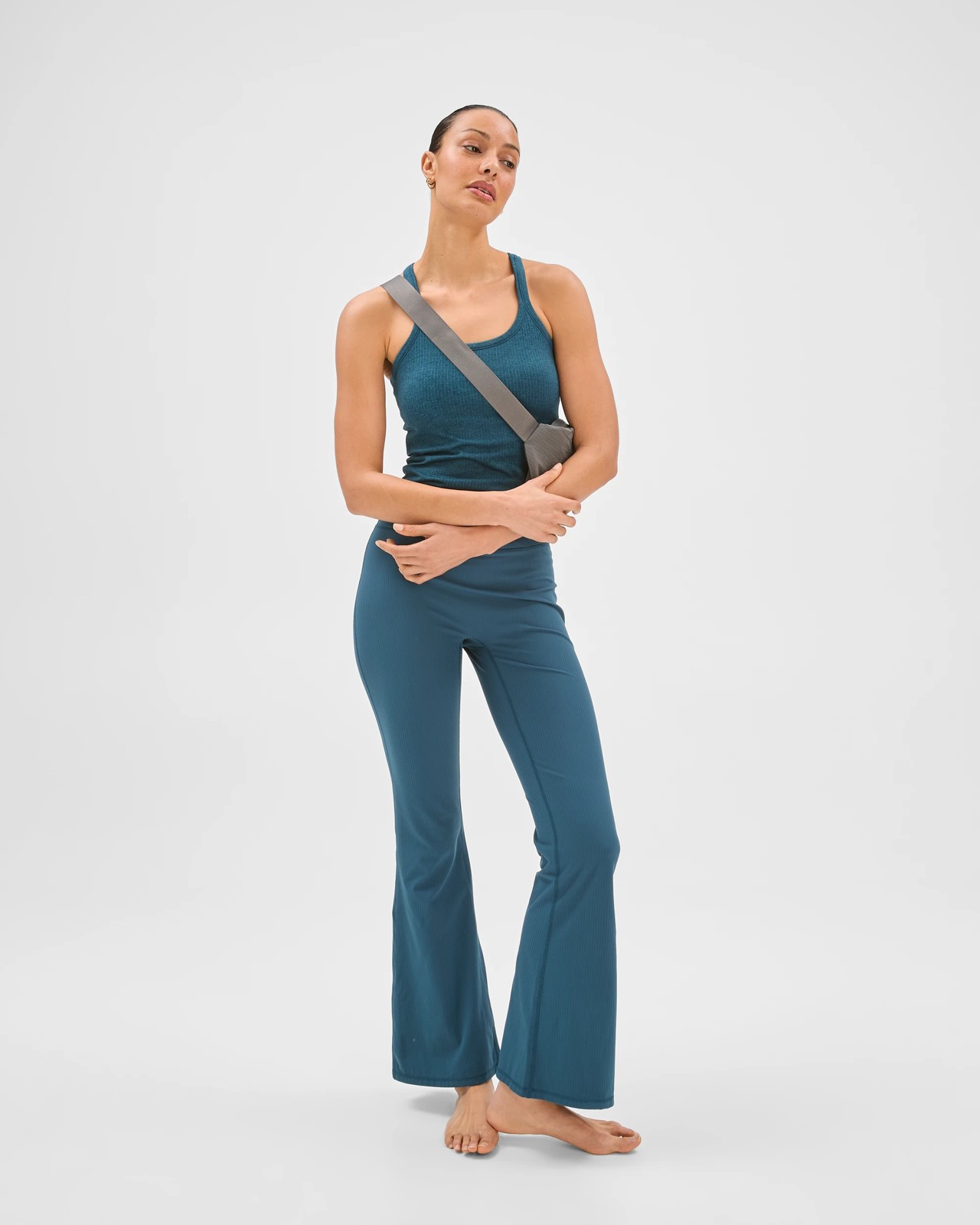 Active Studio Soft Rib Flare Pants - Petrol 2 of 6