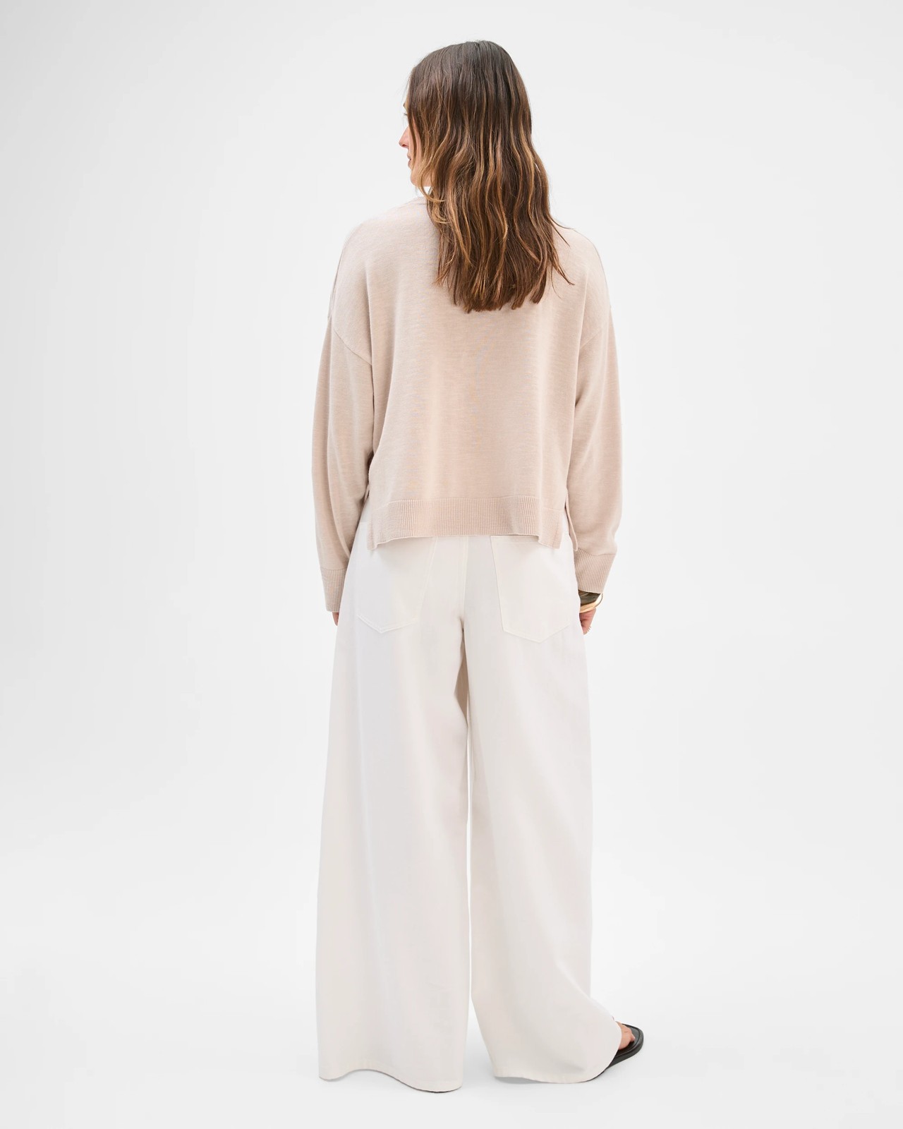 Australian Cotton Blend Long Sleeve Knit Jumper - Pebble 6 of 6