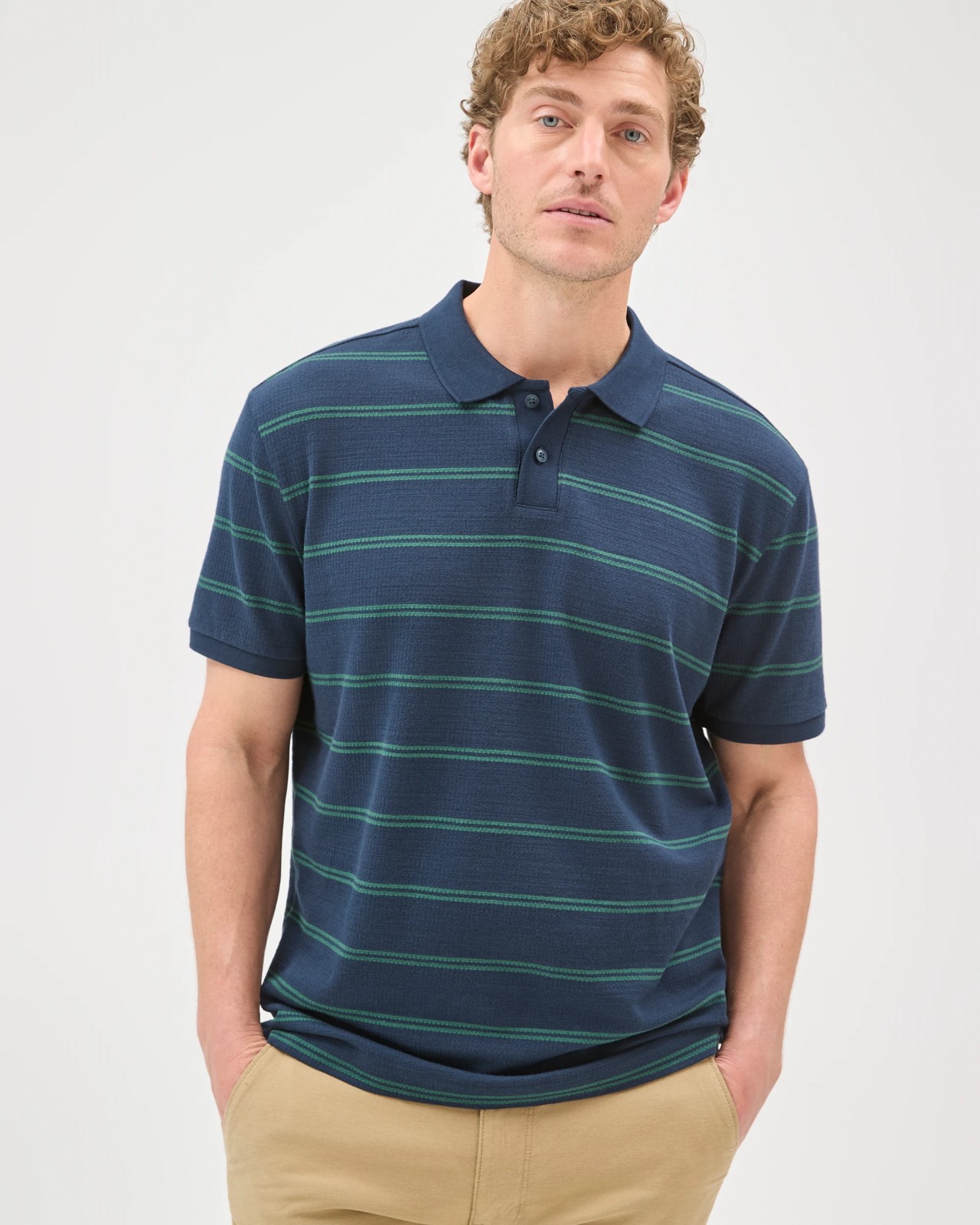Australian Cotton Striped Polo Top - Night Sky 2 of 6