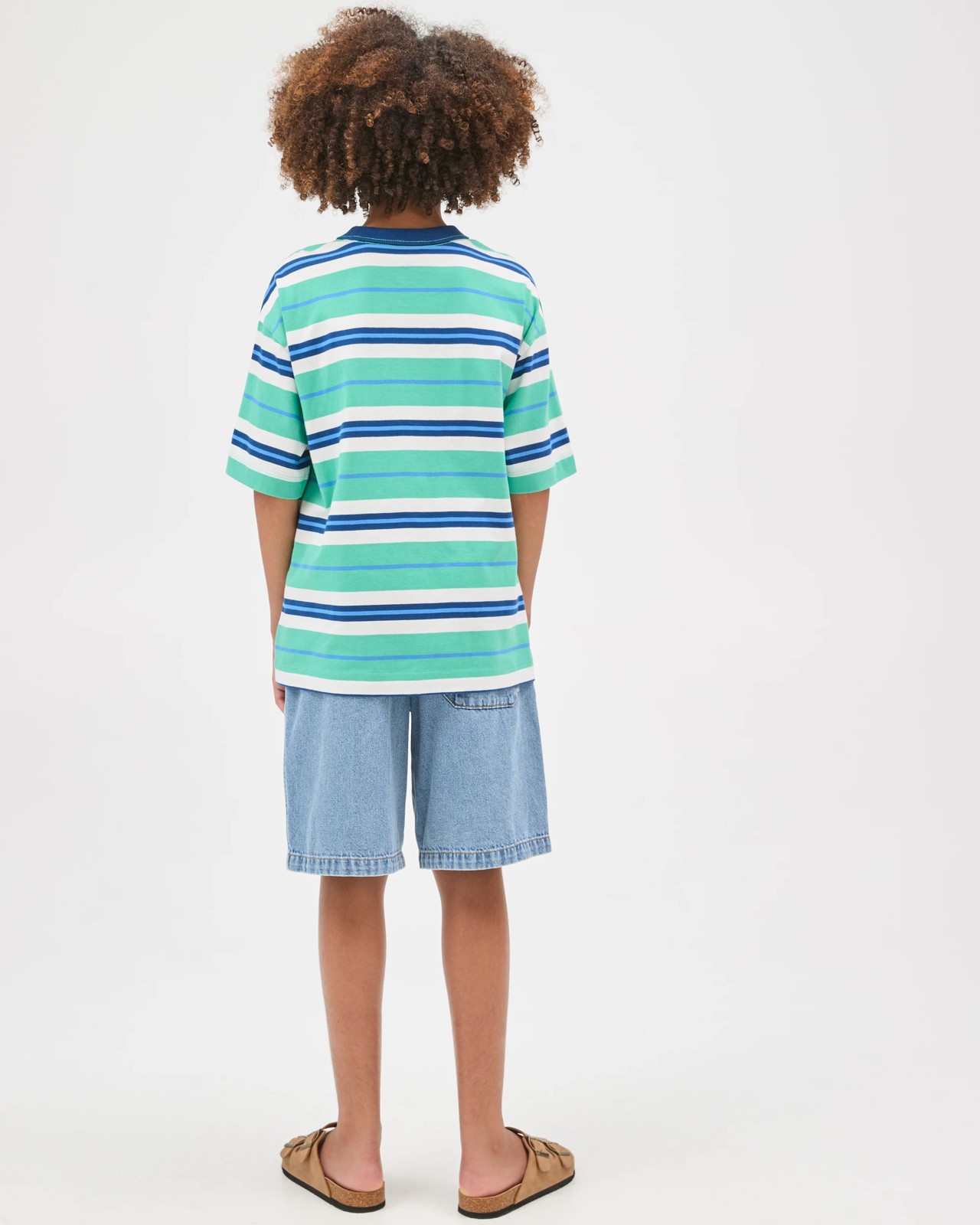Australian Cotton Oversized Striped T-Shirt - Green 4 of 6
