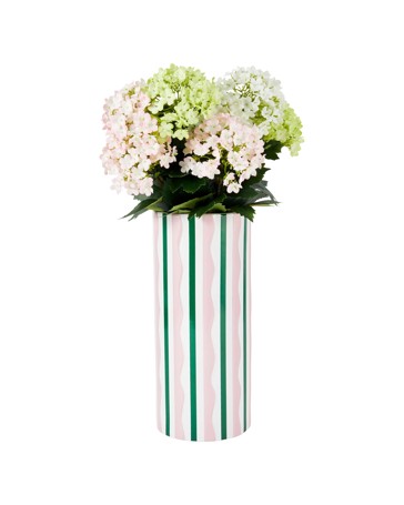 Anko Pink and Green Stripe Ceramic Vase