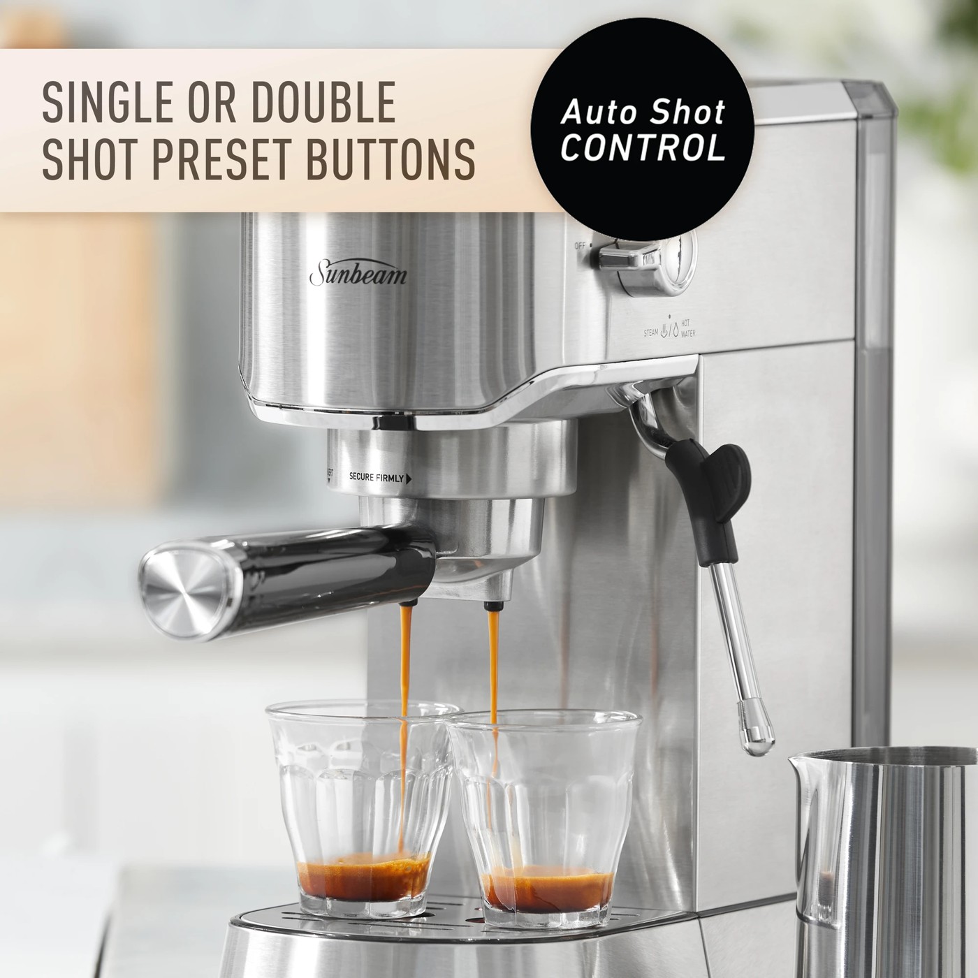 Sunbeam Compact Barista Manual Espresso Machine Silver EMM2900SS