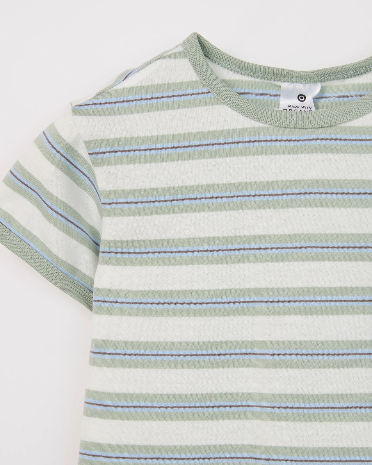 Baby Organic Cotton T-Shirt & Shorts Set - Green Stripe 4 of 4