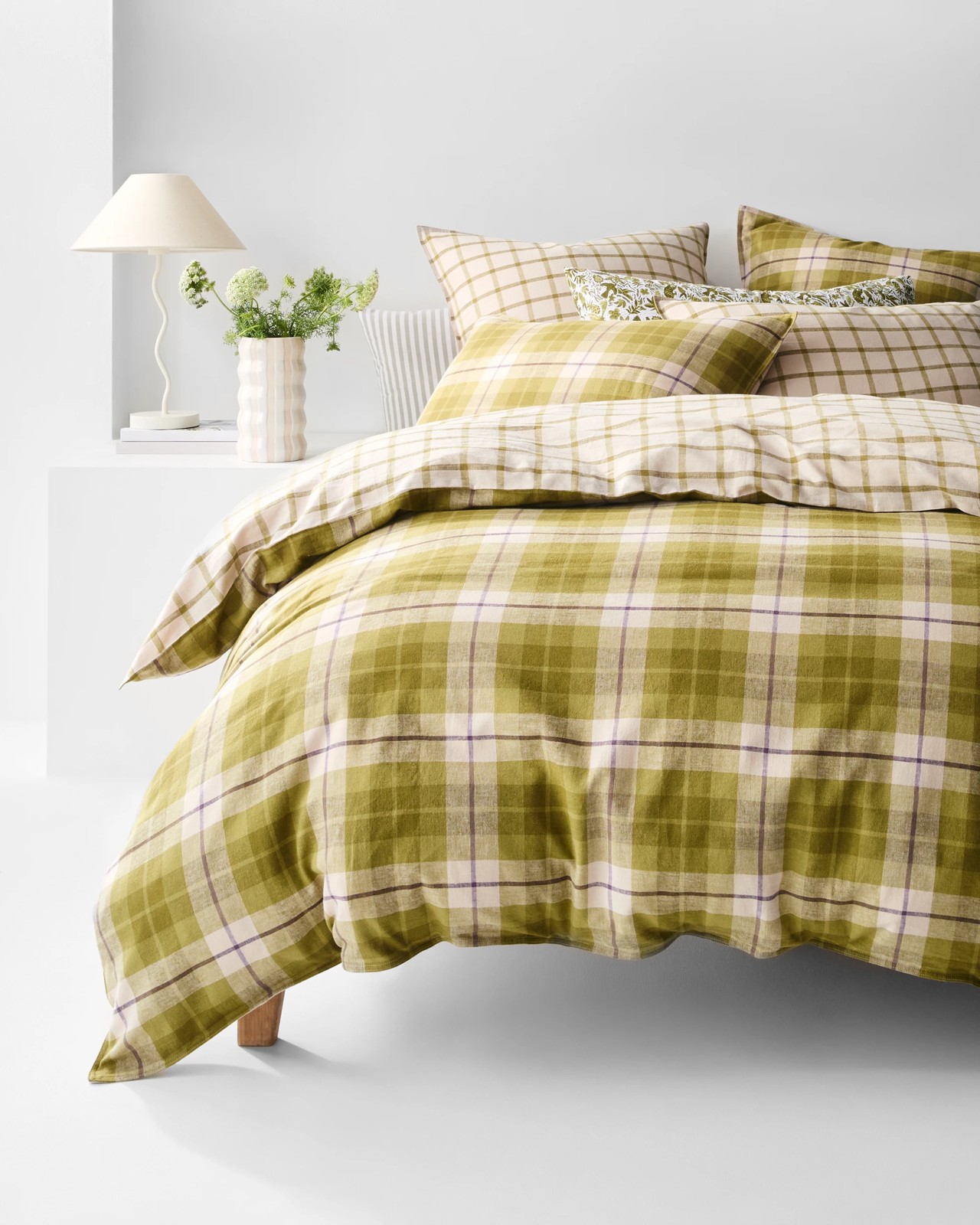 Aster Check Linen/Coton Quilt Cover Set 3 of 5