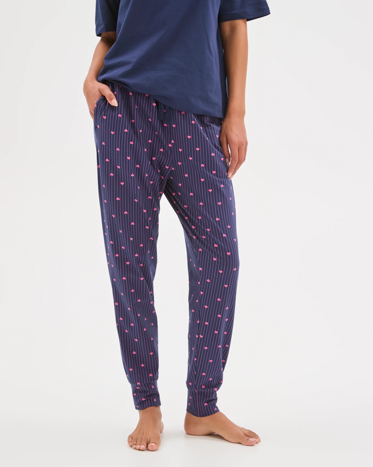 Australian Cotton Printed Sleep Joggers - Heart Navy 4 of 6
