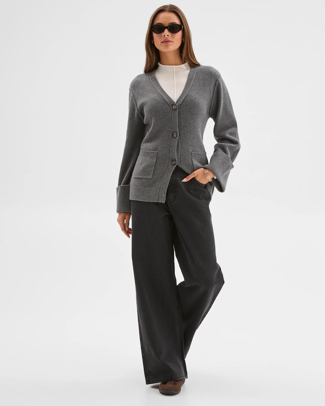 Lily Loves Australian Cotton Blend Longline Cardigan - Charcoal 3 of 6