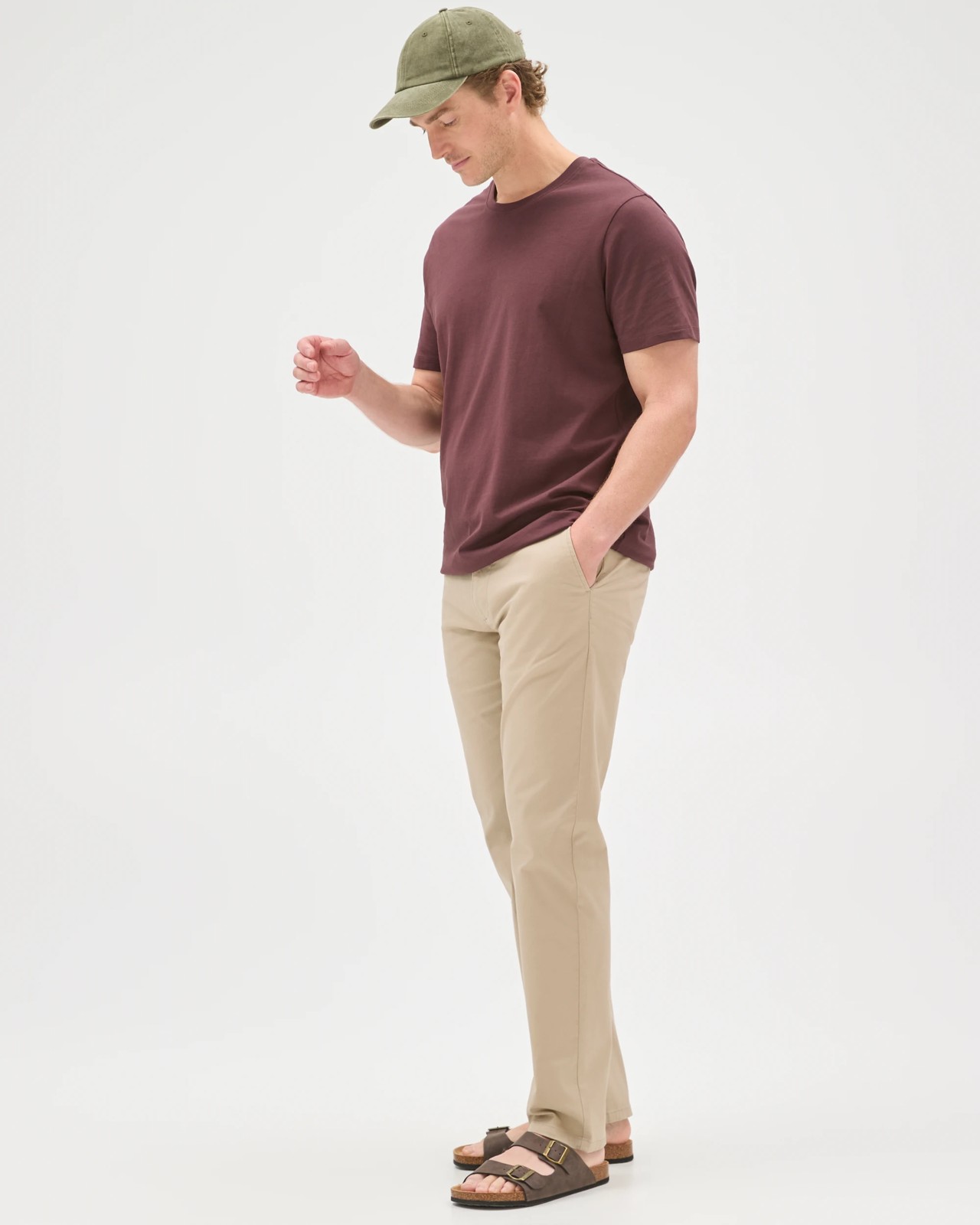 Australian Cotton Straight Chino Pants  - Stone 2 of 6