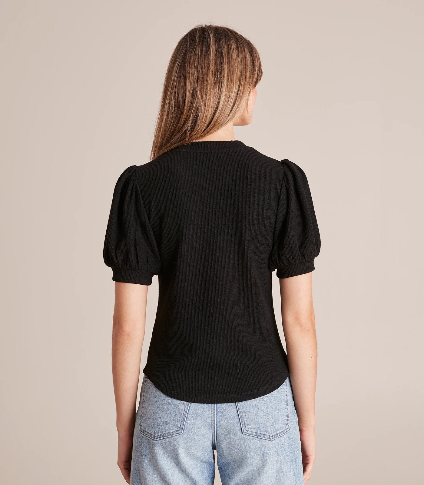 Puff Sleeve Rib T-Shirt 4 of 5