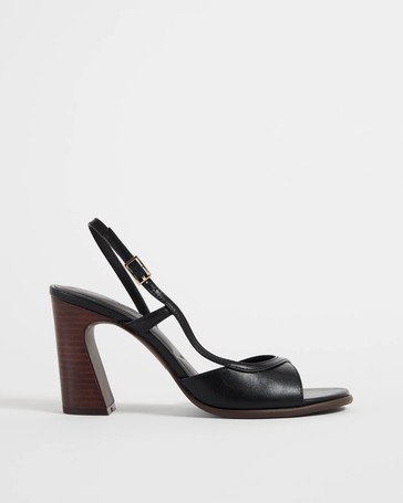 Ava Stacked Wood Slingback Heels