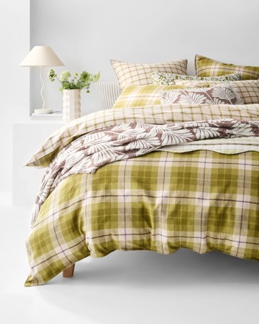 Aster Check Linen/Coton Quilt Cover Set