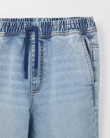Elastic Waistband Terry Jogger Denim Jeans