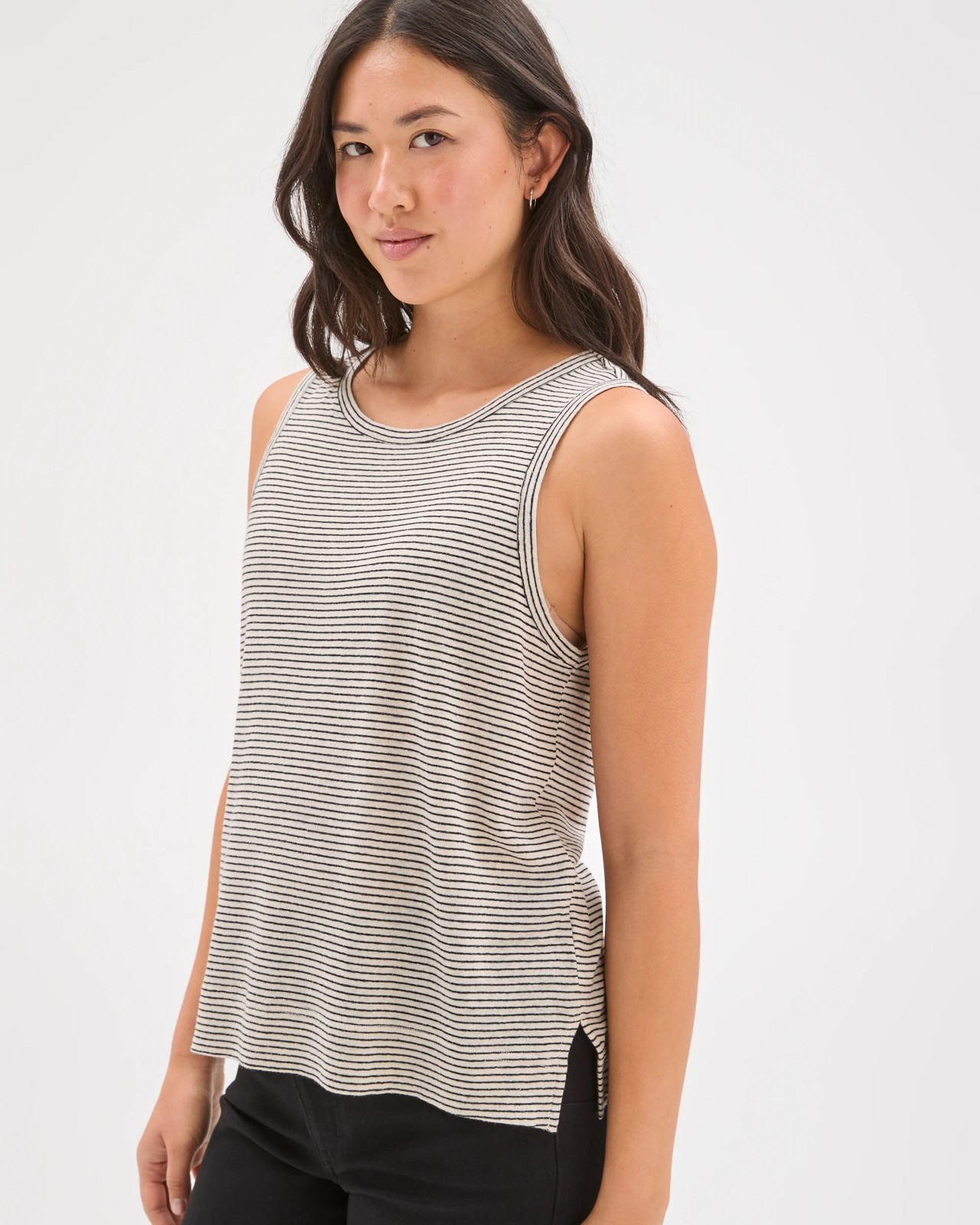 Linen Blend Relaxed Tank Top - Multi Stripe 5 of 5