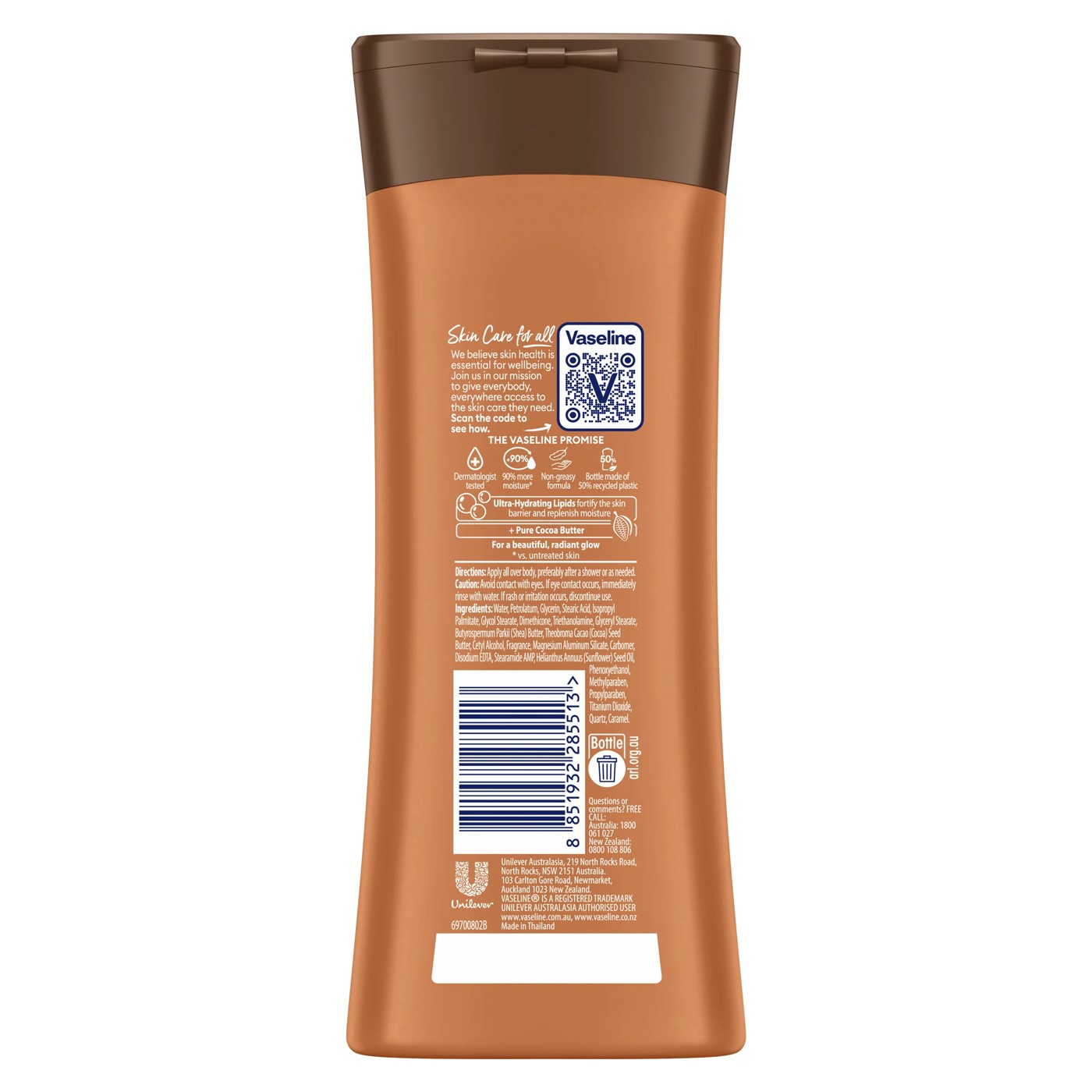 Vaseline Intensive Care Cocoa Glow 48H Moisture Body Lotion 225ml - Ultra Hydrating Lipids 2 of 6