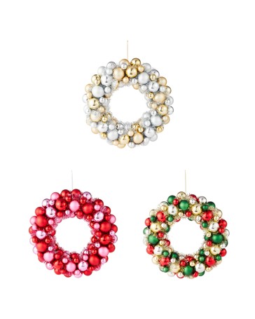 Anko 43cm Bauble Wreath - Assorted