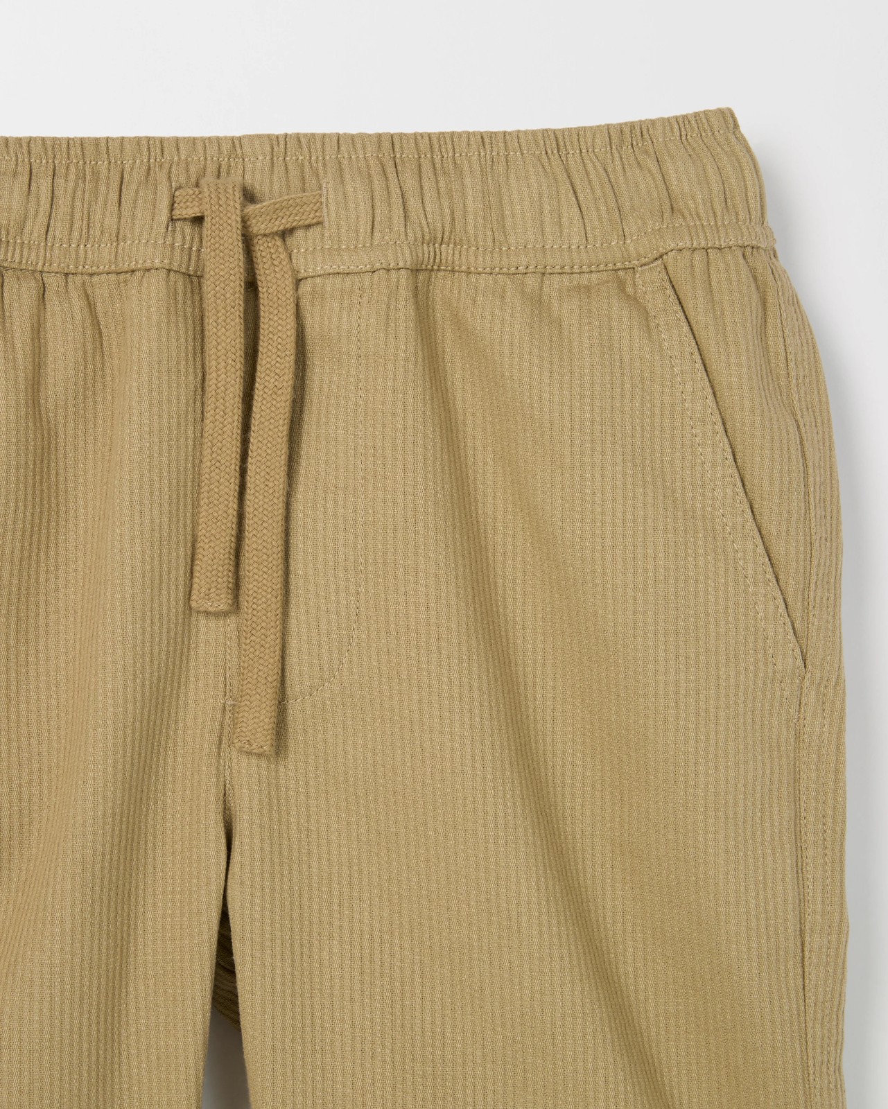 Textured Stripe Denim Shorts - Tan 2 of 2