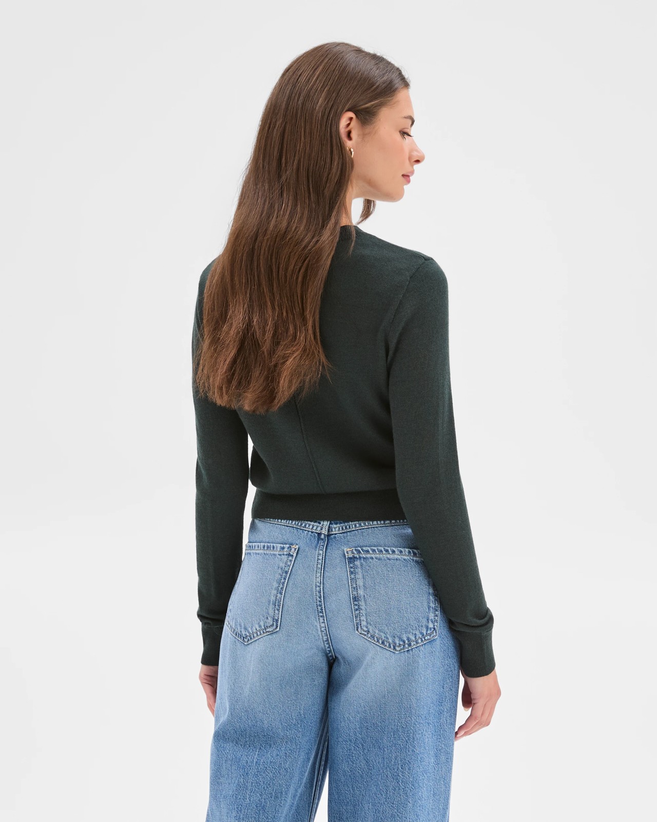 Petites Australian Merino Wool Crew Neck Sweater - Midnight Jade 6 of 6