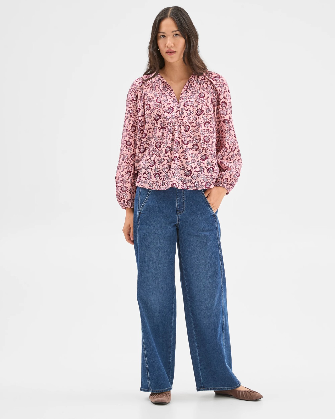 Australian Cotton V-Neck Print Blouse 2 of 5