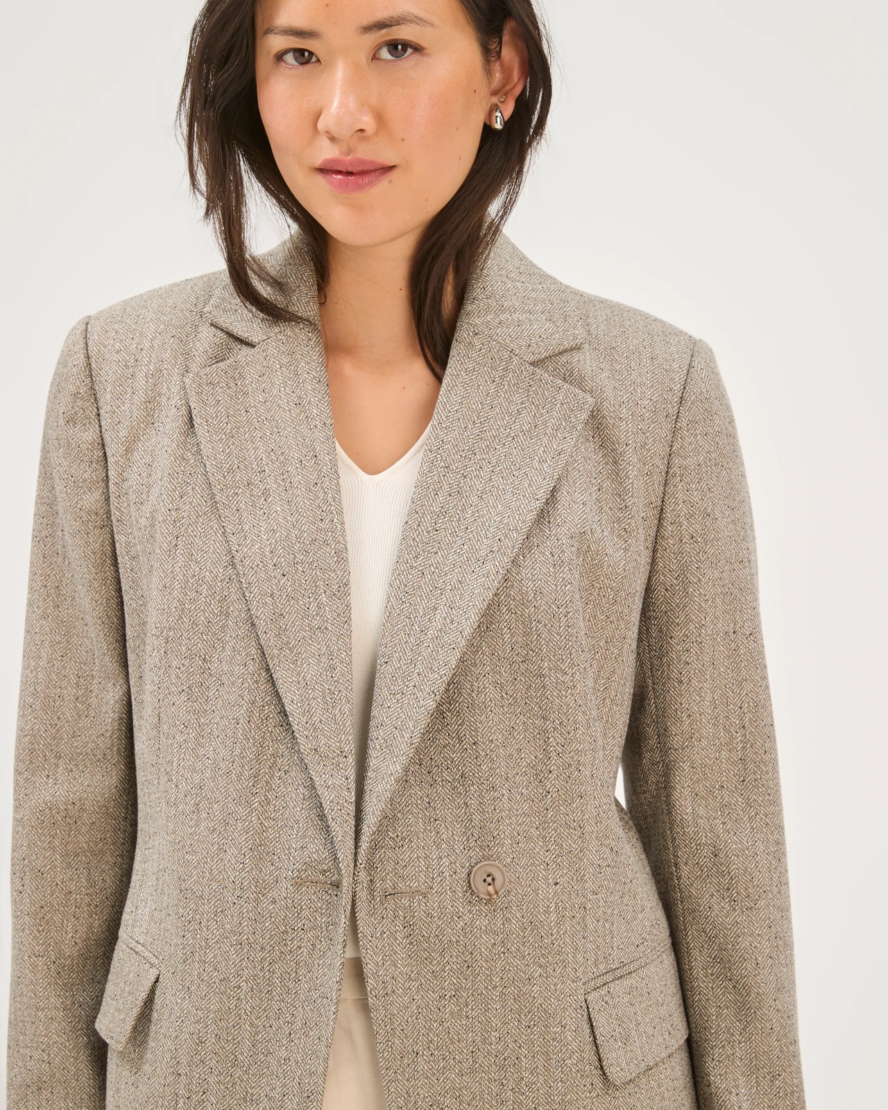 Preview Asymmetrical Herringbone Blazer 6 of 6