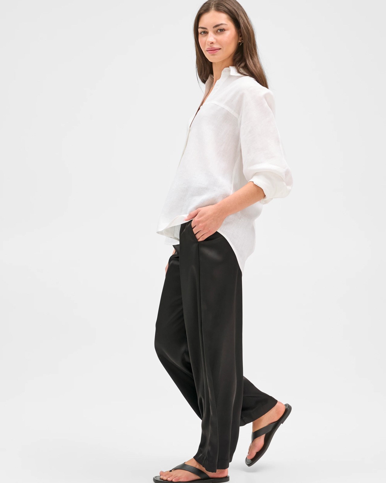 Petites Wide Leg Satin Pants 2 of 5