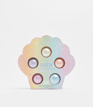 Rainbow Shimmer Bath Fizzers Set of 5 - Shell Box - ILY.