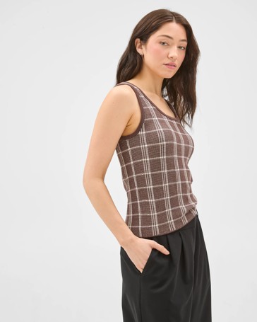 Lily Loves Knitted Check Tank Top