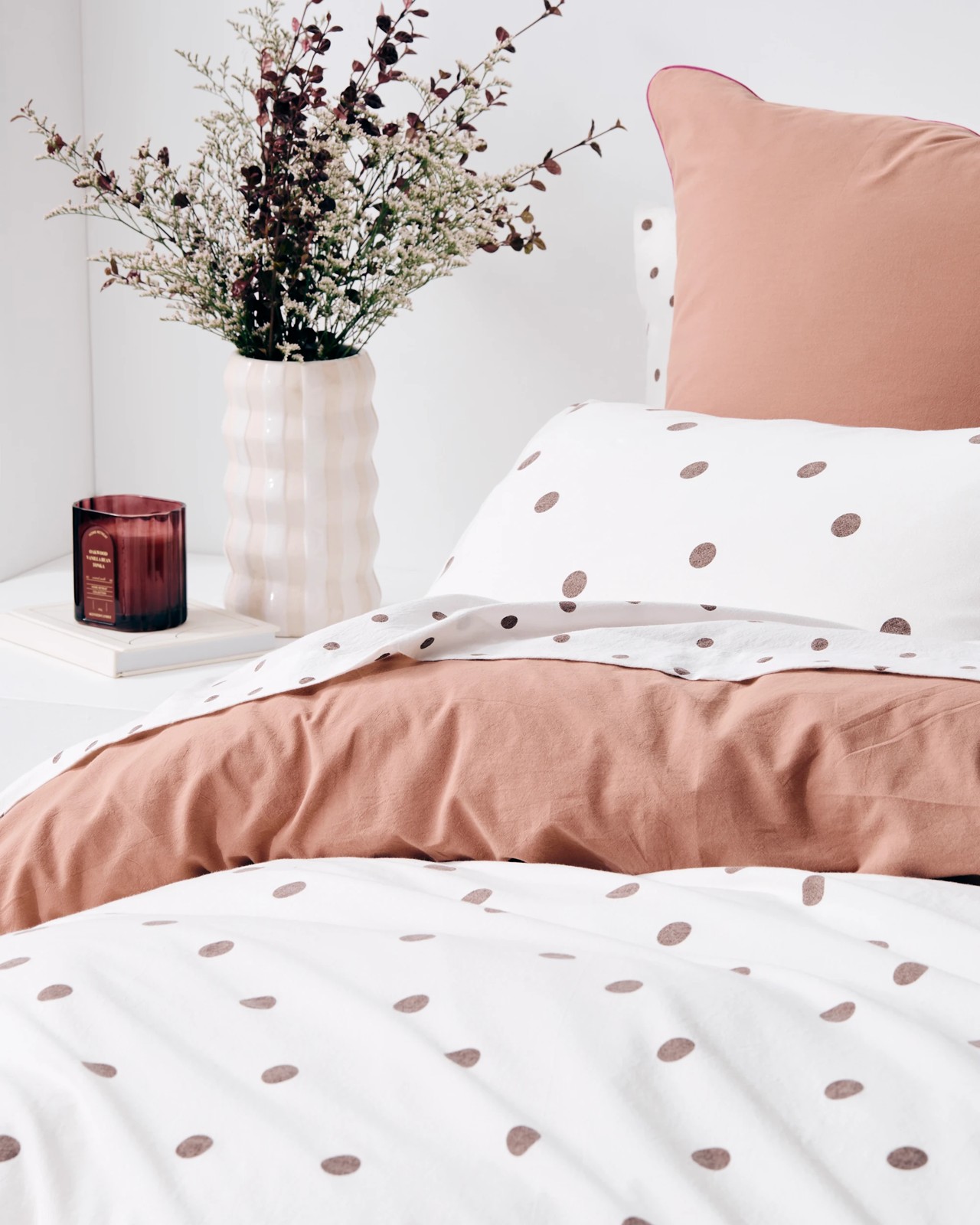 Arlo Polka Dot Stonewash Cotton Quilt Cover Set - Mocha 3 of 6