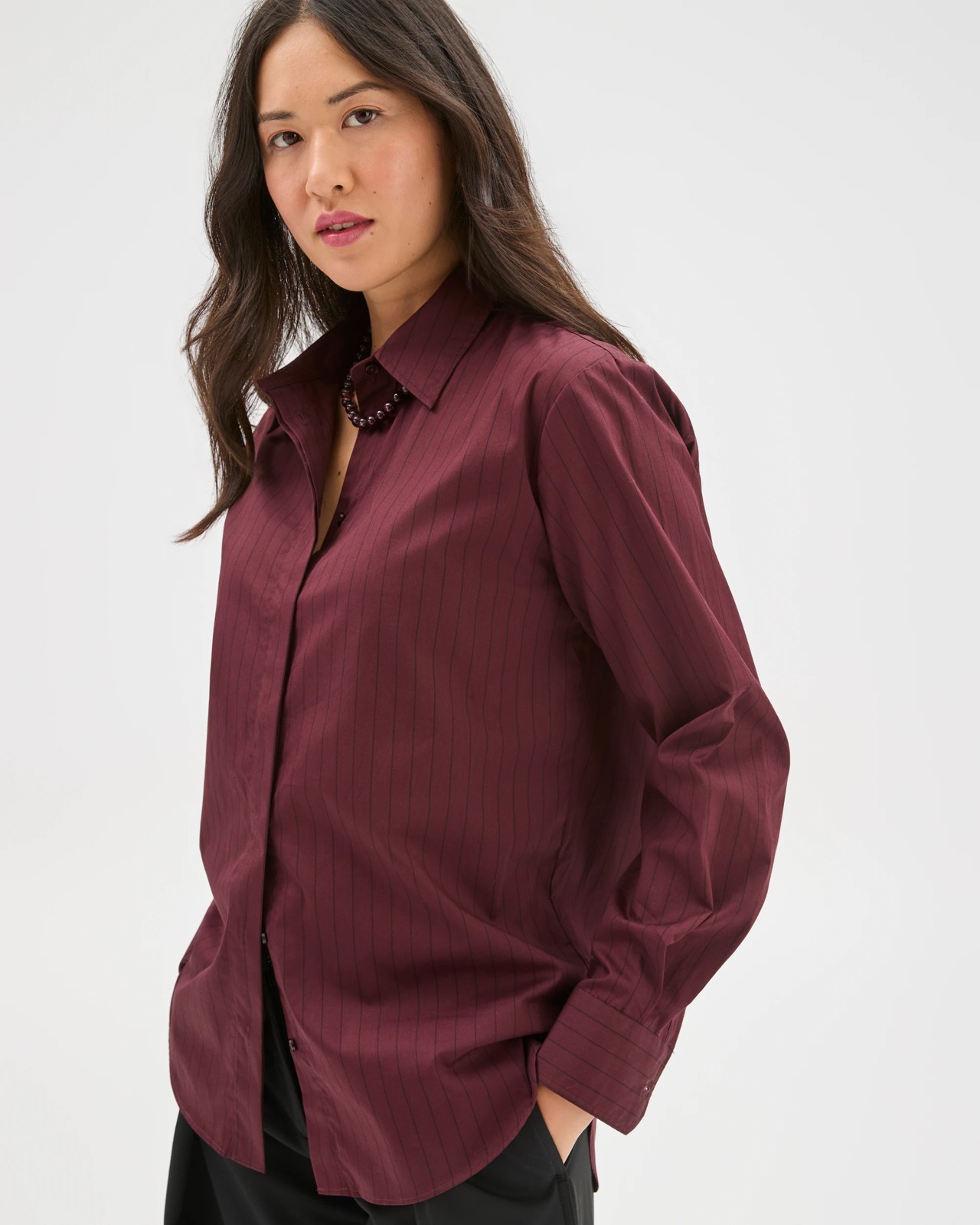 Preview Australian Cotton Poplin Shirt - Pinot Burgundy 6 of 6