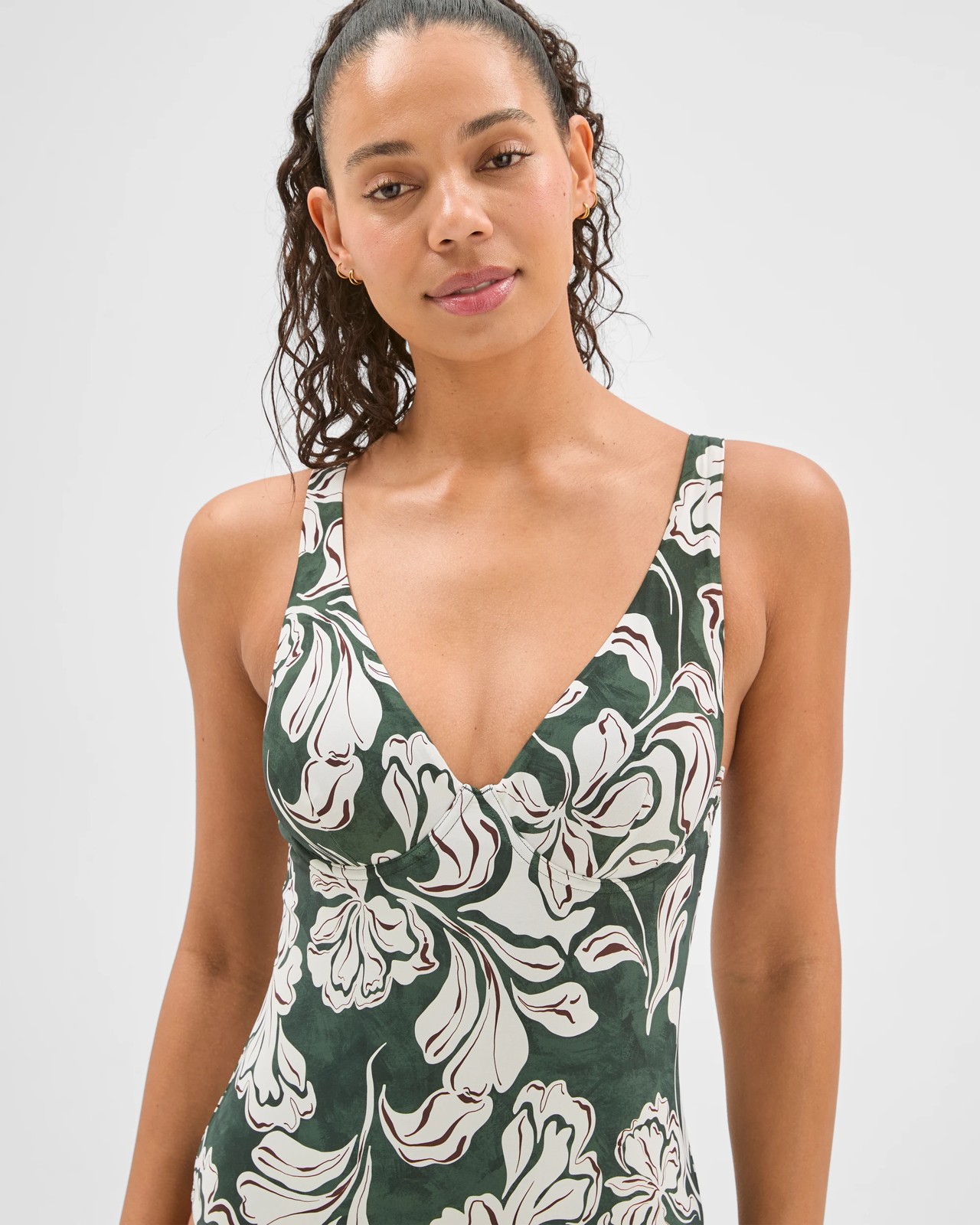 Shape Your Body V-Neck Underwire One Piece Bathers - 2-Tone Floral 3 of 6
