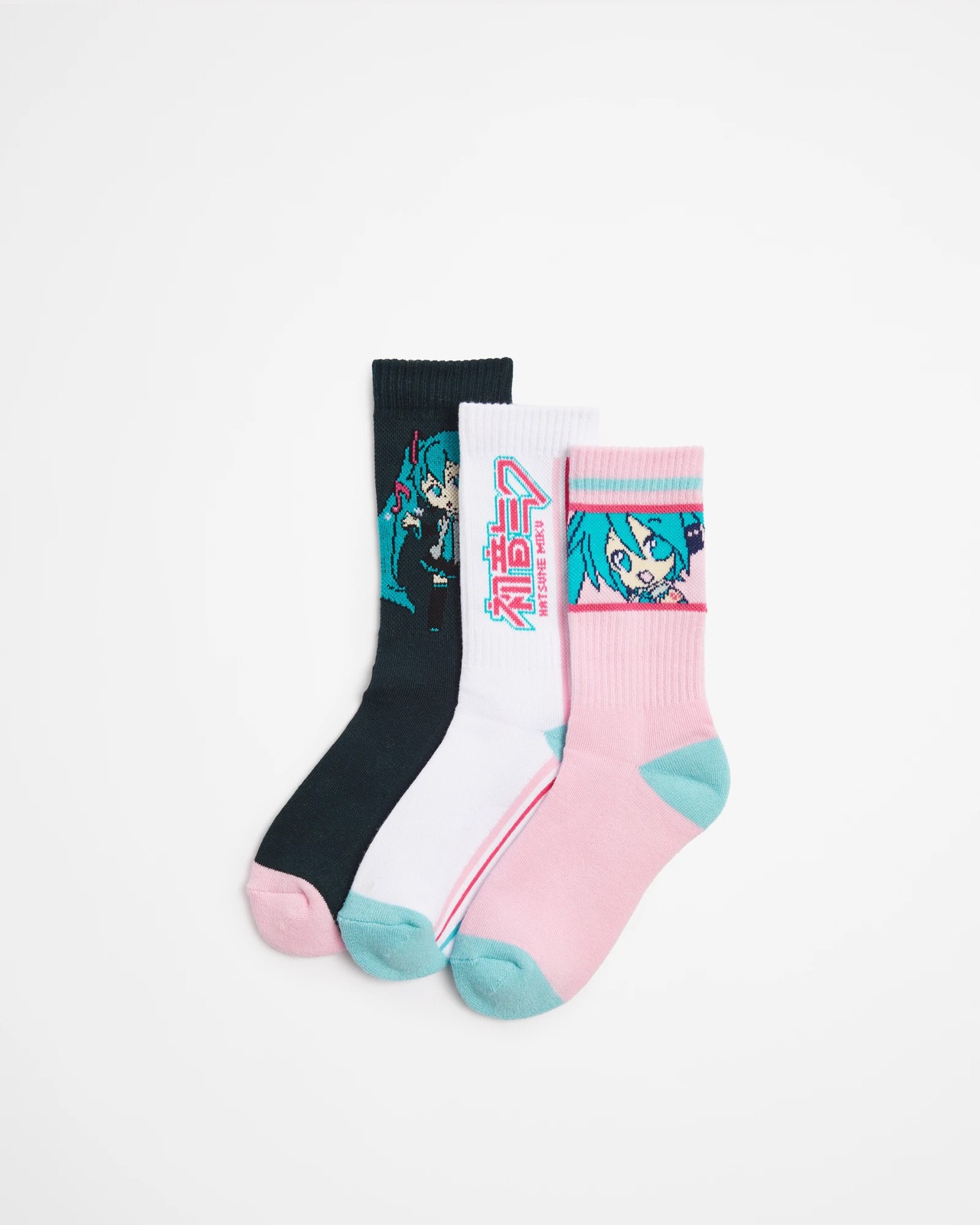 Hatsune Miku Girls Crew Socks 3 Pack