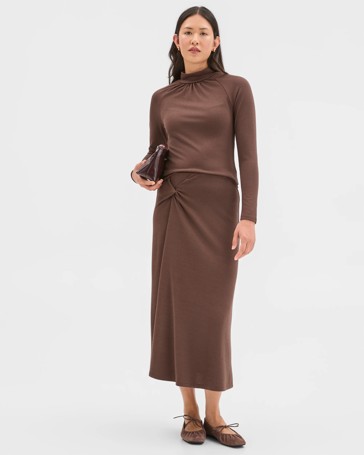Preview Drape Knit Midi Length Skirt