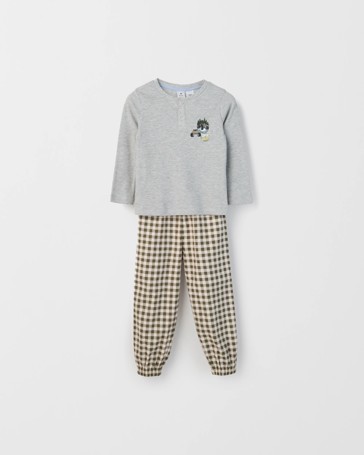Australian Cotton Younger Boys Waffle/Flannel Pyjama Set
