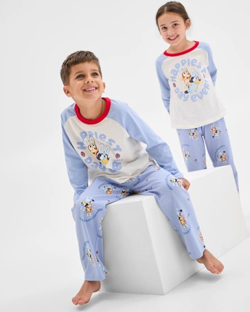 Family Matching Australian Cotton Easter Younger Kids Pyjama Set - Bluey