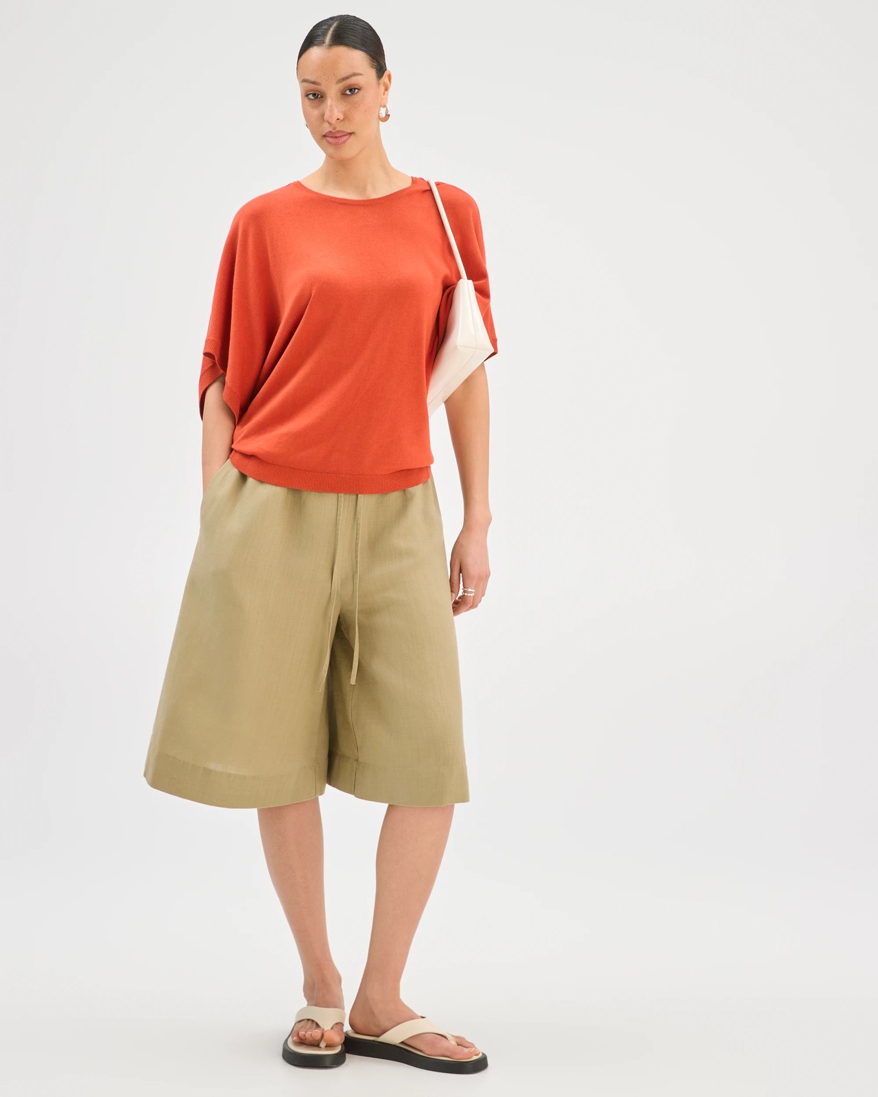 Batwing Sleeve Knitted T-Shirt - Burnt Amber 2 of 5