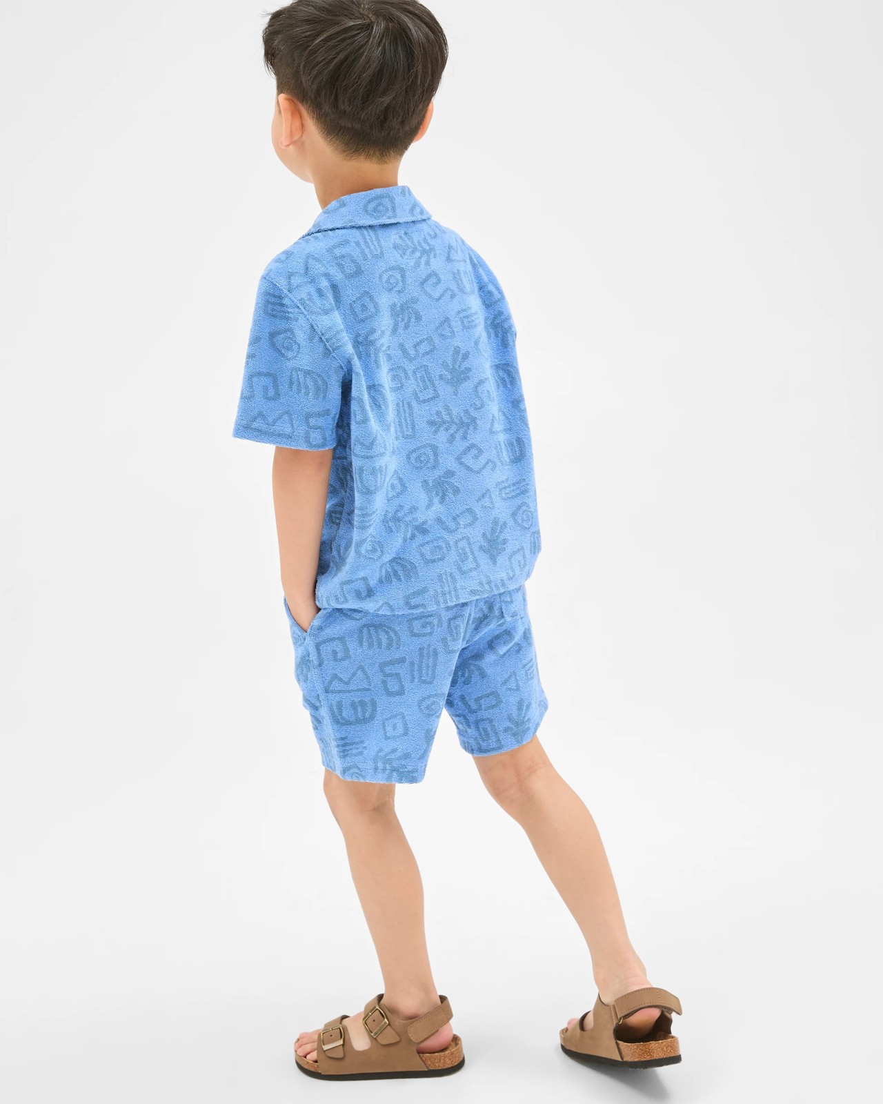 Australian Cotton Blend Terry Volley Shorts - Blue 4 of 6