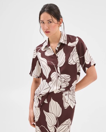 Short Sleeve Satin Shirt - Preview