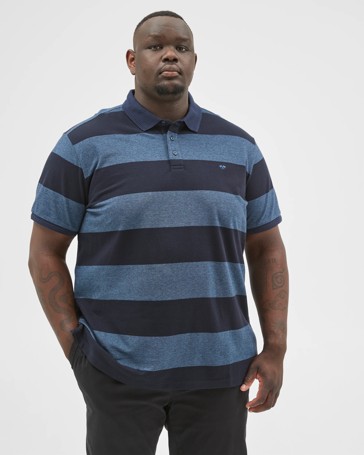Plus Size Australian Cotton Block Stripe Polo Top