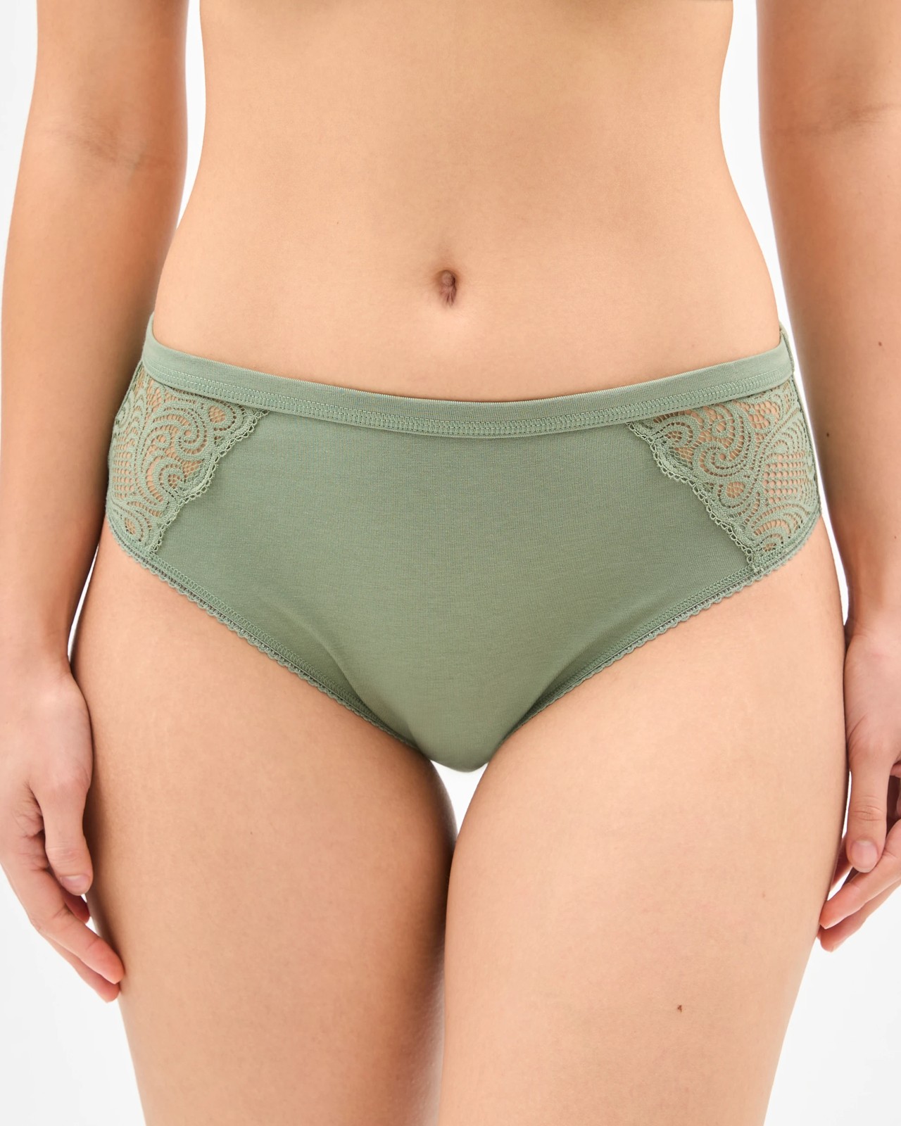 Australian Cotton Blend 2 Pack High Cut Briefs - Smokey Green 2 of 4