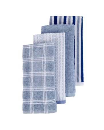 Anko 4 Pack Blue Check Terry Tea Towel
