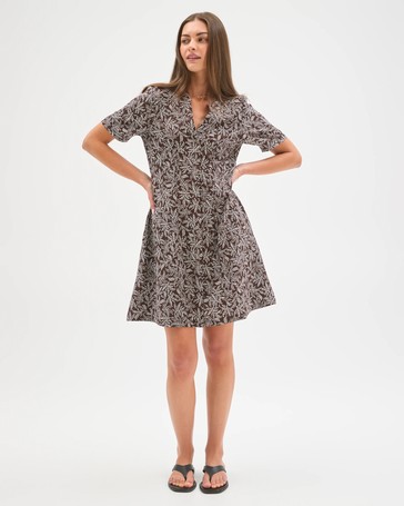 Petites Short Sleeve Elastic Back Shirt Dress
