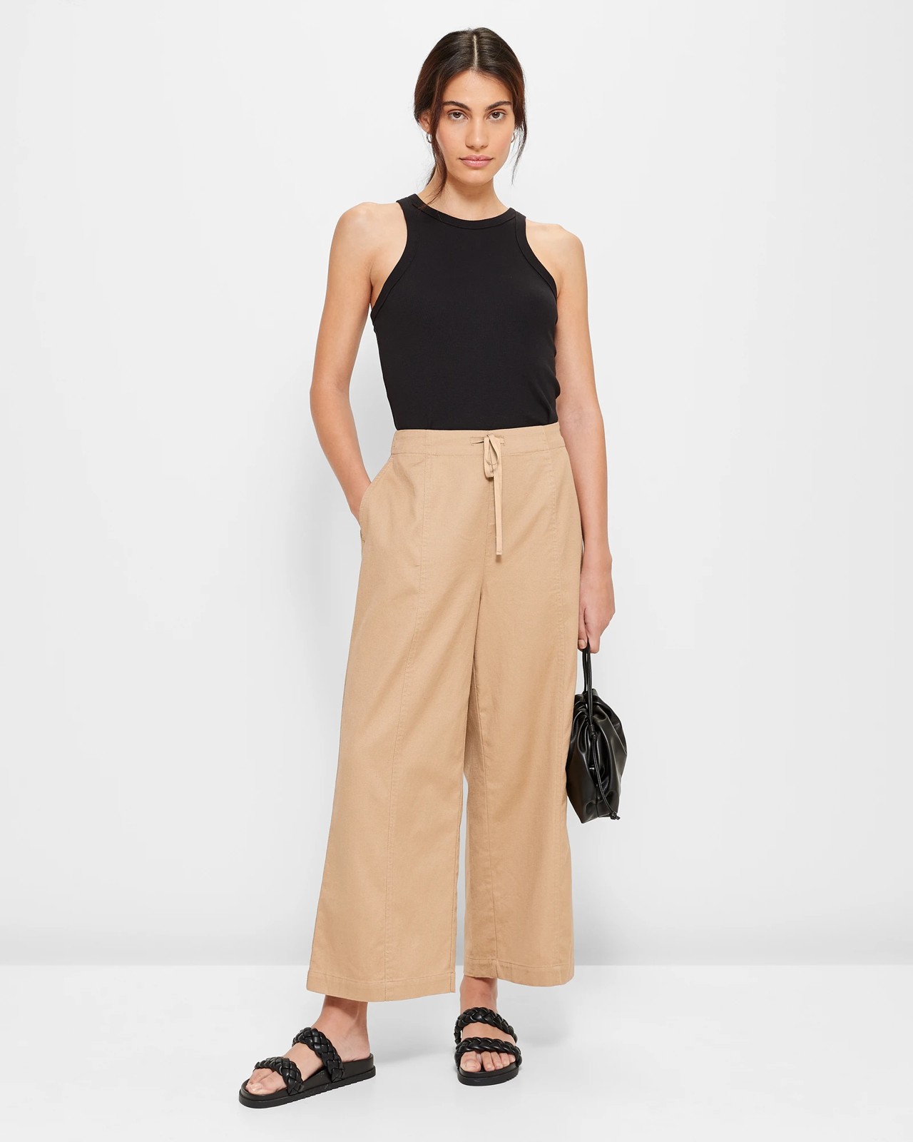 Linen Blend Seamed Wide Leg Pants | Target Australia